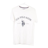 Us Polo Assn Spellout T-Shirt - Small White Cotton