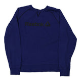 Reebok Spellout Sweatshirt - XL Blue Cotton Blend