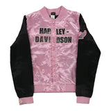 Age 10-12 Harley Davidson Spellout Bomber Jacket - Medium Pink Polyester