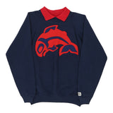 Age 11-12 Made in USA Hanes Collared Sweatshirt - Medium Navy Cotton