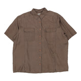 Unbranded Short Sleeve Shirt - Large Brown Silk