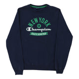 Age 13-14 New York Champion Spellout Sweatshirt - XL Navy Cotton Blend
