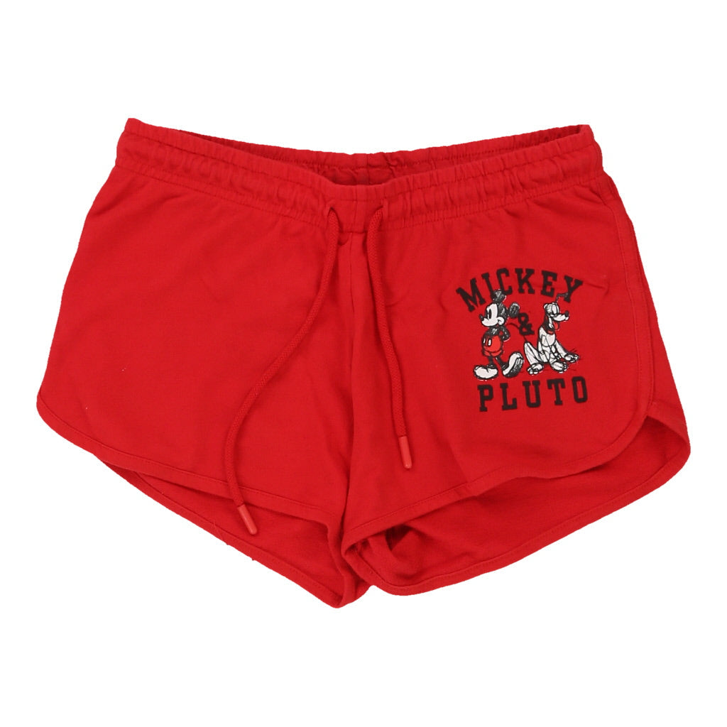 Age 12-14 Mickey Pluto Disney Graphic Sport Shorts - XS Red Cotton Blend