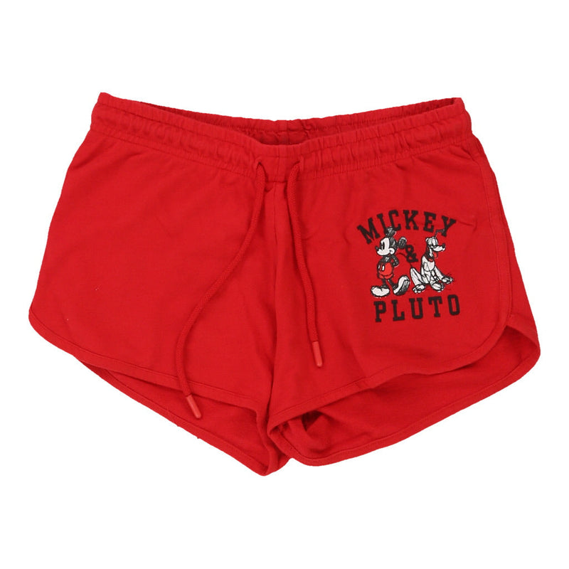 Age 12-14 Mickey Pluto Disney Graphic Sport Shorts - XS Red Cotton Blend