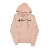 Age 11-12 Champion Spellout Hoodie - Small Pink Cotton Blend