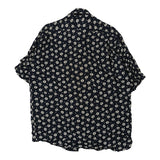 Vintage Alberto D'Este Patterned Shirt - Large Navy Polyester Blend