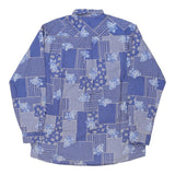 Vintage Rifle Patterned Shirt - Large Blue Cotton