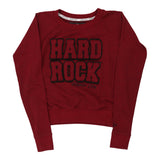 Age 8-10 Atlantic City Hard Rock Cafe Spellout Sweatshirt - XS Burgundy Cotton Blend