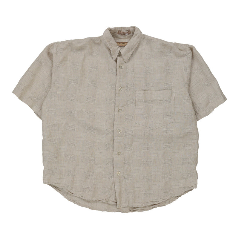 Guess Short Sleeve Shirt - Large Beige Ramie