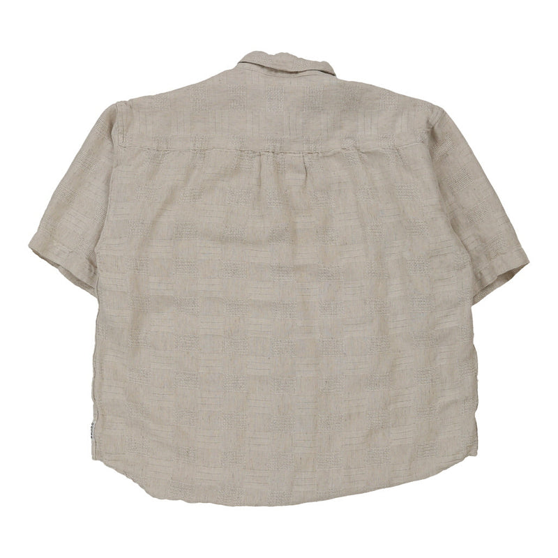 Guess Short Sleeve Shirt - Large Beige Ramie