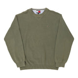 Vintage khaki Tommy Hilfiger Jumper - mens x-large