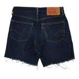 501 Levis Denim Shorts - 32W UK 12 Dark Wash Cotton