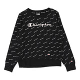 Champion Spellout Sweatshirt - Medium Black Cotton