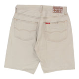 Vintage white Cotton Belt Denim Shorts - womens 32" waist