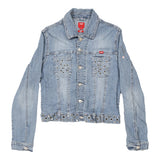 Vintage blue Y2K Punky Fish Denim Jacket - womens x-large