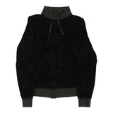 Vintage black Benetton Velour Track Jacket - womens medium