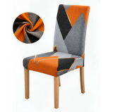 Anyseat Orange Gray Geometric Pattern Print Elastic Chair Cover – Plain Dining Slipcover & Home Décor