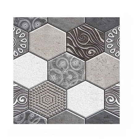 Anyhouz 10pcs Grey Vinyl Wall Tiles – Honeycomb Pattern Design, Waterproof