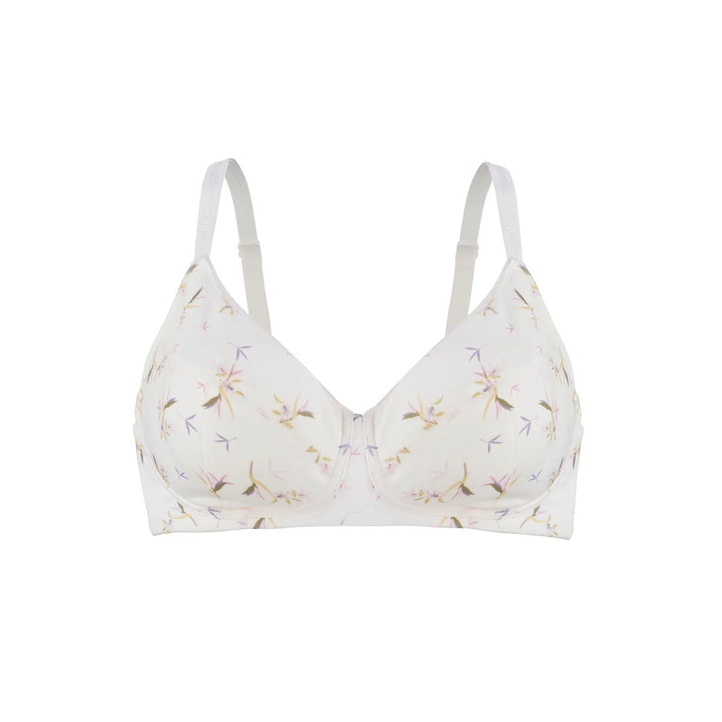 Ditsy Floral - Silk & Organic Cotton Smooth T-Shirt Wireless Bra