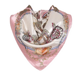 Anyyou Fashion Premium Satin Square Scarf – White Pink Silk-Feel Neckwrap for Women