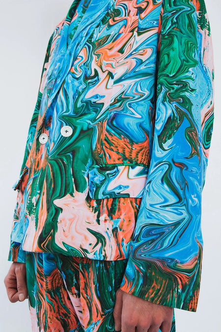 Double Breasted Shawl Jacket in Paint Stroke Pre Order