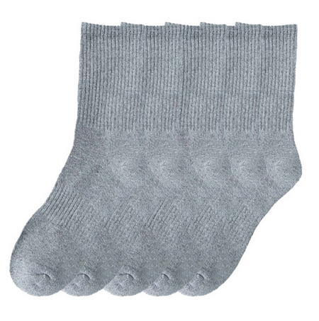 Anyfootwear 5 Pairs Unisex Long Cotton Socks Size 6-9 Grey High Quality Office Business Sports Skateboard Knitted Casual Solid Color Socks
