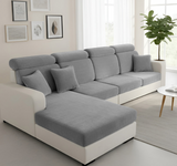 Anyseat L‑Shape Sofa Cover Dark Gray Chenille Polyester Thick Stretchable Cushion Protector for Living Room