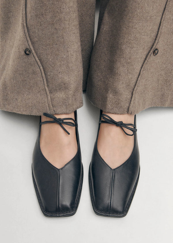 Sway Black Leather Ballet Flats