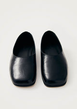 Edie Black Leather Ballet Flats