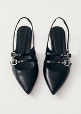 Wren Black Leather Ballet Flats