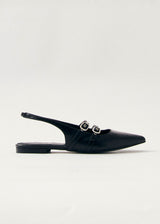 Wren Black Leather Ballet Flats