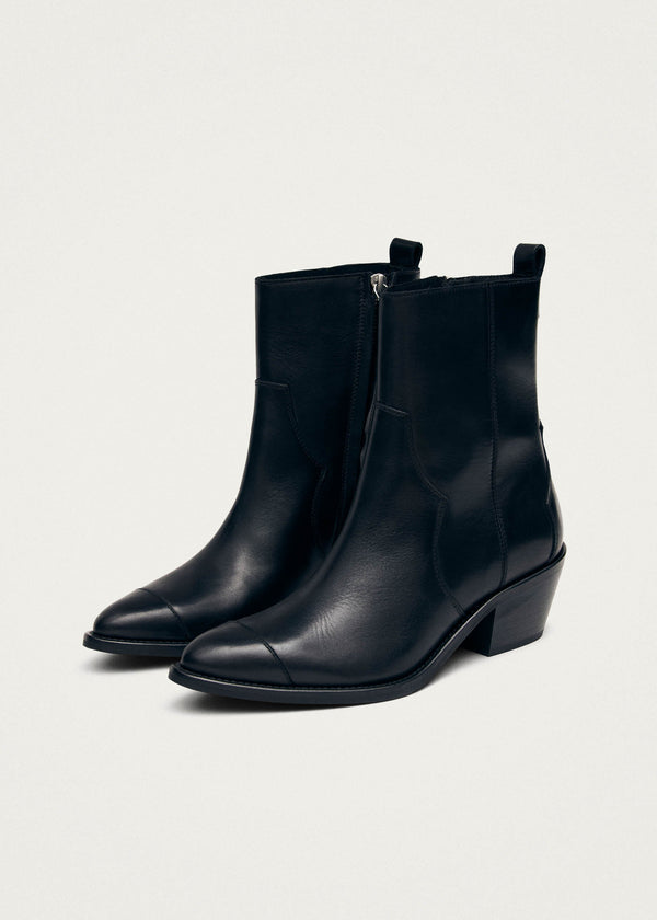 Austin Black Leather Ankle Boots