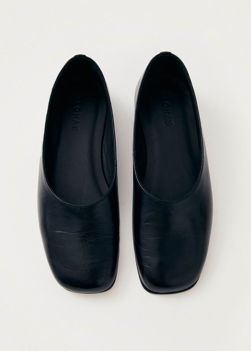 Edie Black Leather Ballet Flats