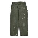 Paint Splattered Carhartt Double Knee Carpenter Trousers - 30W 31L Green Cotton