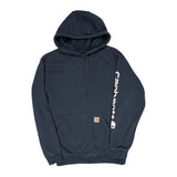 Carhartt Spellout Hoodie - Medium Navy Cotton