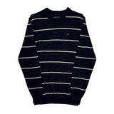Tommy Hilfiger Striped Sweater - Small Navy Cotton