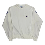 Reverse Weave Champion Spellout Sweatshirt - Medium White Cotton