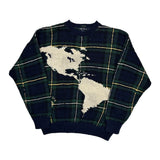 Map Of The Americas Nautica Checked Sweater - Large White Cotton