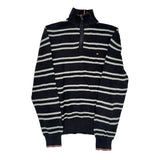 Tommy Hilfiger Striped 1/4 Zip - XS Grey Cotton