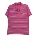 Puma Striped Polo Shirt - Medium Pink Cotton