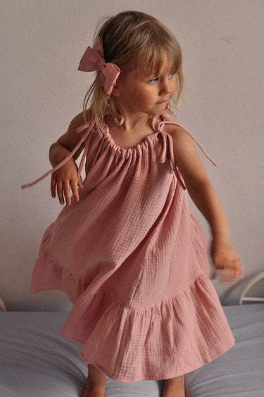 BACK TO NATURE GIRL'S DRESS - DUSTY PINK