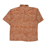 Lord & Taylor Floral Short Sleeve Shirt - XL Orange Silk