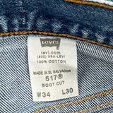 Levis Boot Cut Jeans - 32W 30L Blue Cotton