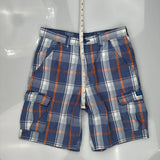 Wrangler Checked Cargo Shorts - 30W 10L Blue Cotton