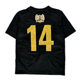 Ac Brea, Age 9-10 Adidas Striped Football Shirt - Medium Black Polyester