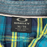 Oakley Checked Short Sleeve Shirt - XL Green Cotton