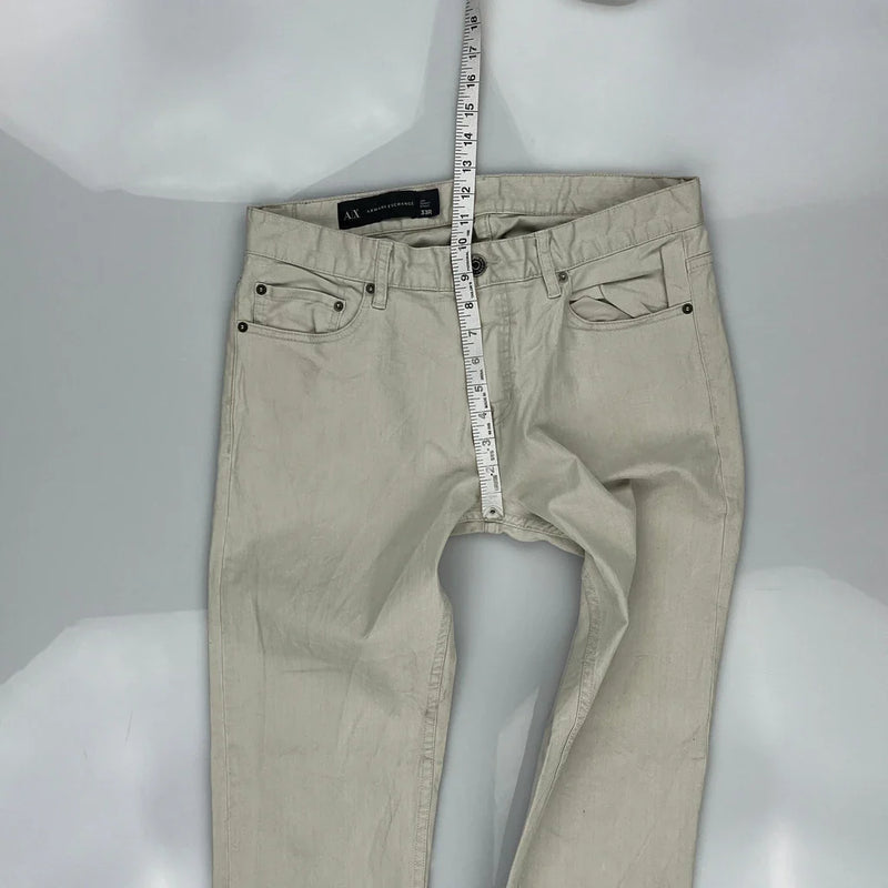 Armani Exchange Skinny Jeans - 33W 32L Beige Cotton Blend
