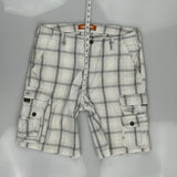 Lee Checked Cargo Shorts - 36W 11L White Cotton