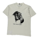 Chimpanzee Thinking Print Fruit Of The Loom Graphic T-Shirt - Large White Cotton