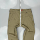 Dickies Cargo Carpenter Trousers - 34W 32L Khaki Cotton